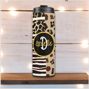 Leopard und Zebra Fur Print Personalisiert Thermosbecher