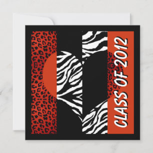 Leopard und Zebra Print Red Graduation Party Einladung