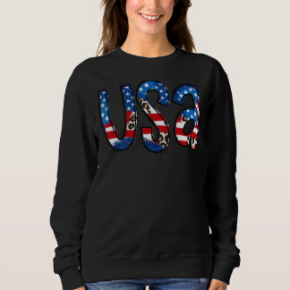 Leopard USA Flag Independence Patriotic 4 Sweatshirt