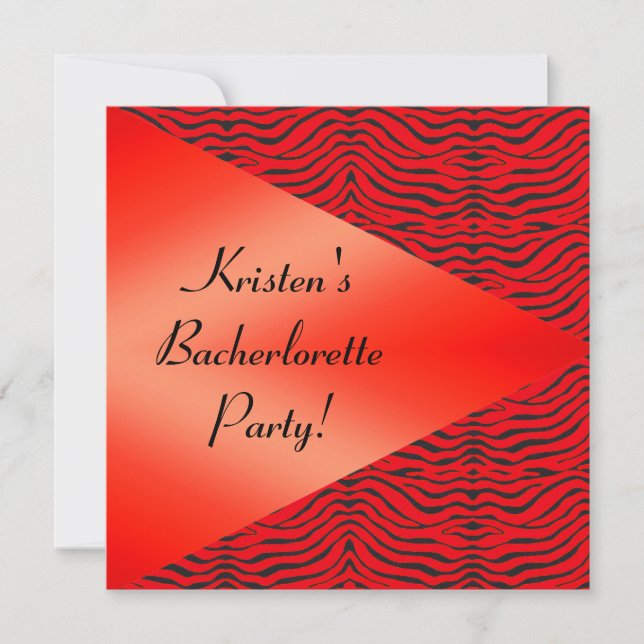 LEOPARD V RED BACHELORETTE INVITATION DU PARTI (Devant)
