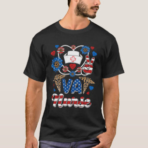 Leopard Va Nurse American Flag 4. Juli T-Shirt