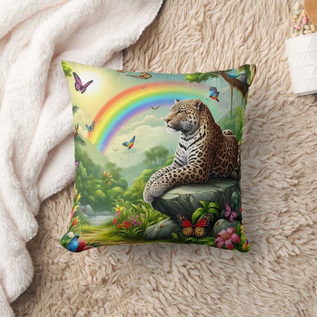 Leopard Vibe: Künstlerische Dschungel-Erholung Kissen (Decke)