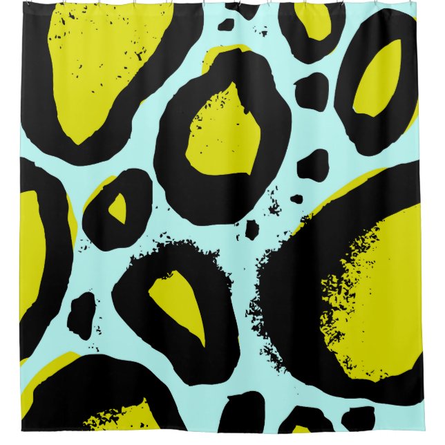 Leopard Vibrance: farbenfrohe wilde Texturen. Duschvorhang (Vorderseite)