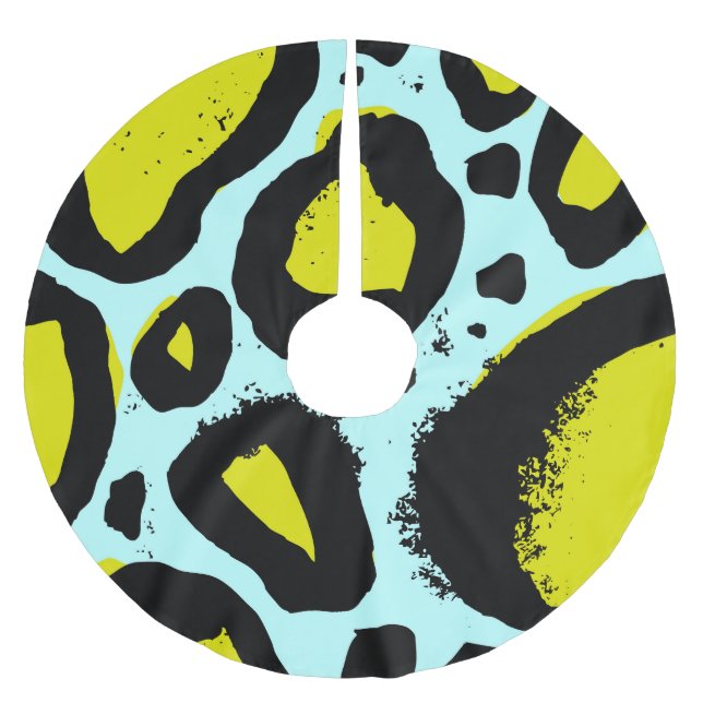 Leopard Vibrance: farbenfrohe wilde Texturen. Polyester Weihnachtsbaumdecke (Vorderseite)