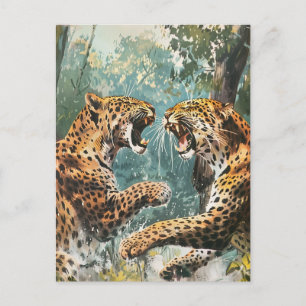 Leopard Vintag Postkarte