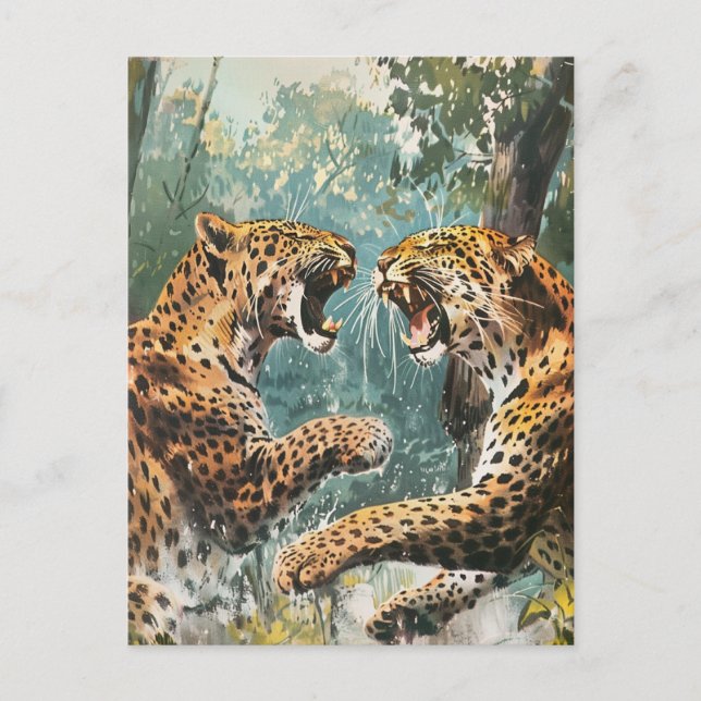 Leopard Vintage Postkarte (Vorderseite)