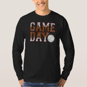 Leopard Volleyball Game Day Vibes Volleyball Mama T-Shirt