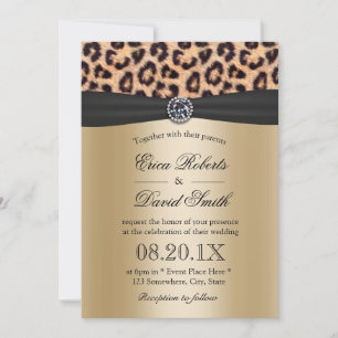Leopard Wedding Luxury Black & Gold Einladung