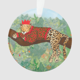Leopard-Weihnachts-Acrylschnitzerei Ornament