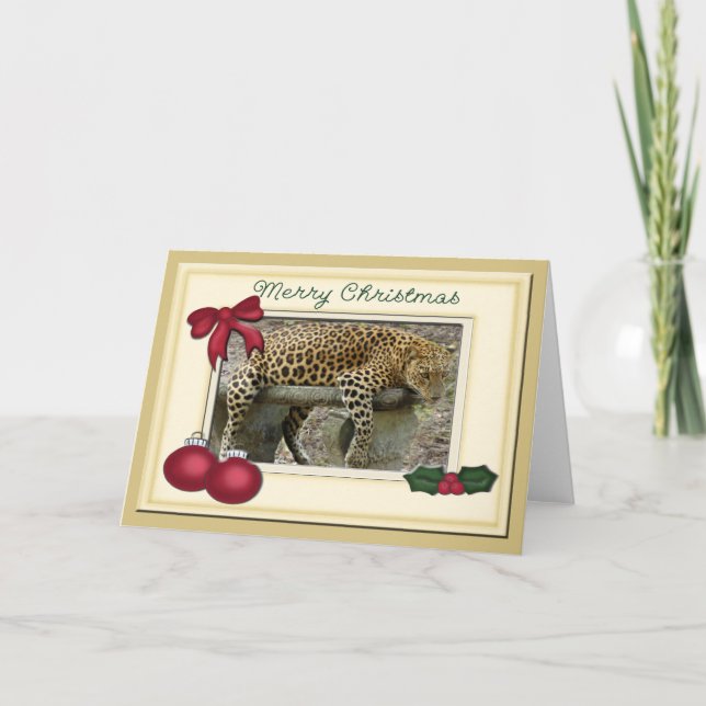 Leopard-Weihnachtsgruß-Karte Feiertagskarte (Vorderseite)