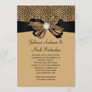 Leopard-Weiß Jewels Diamant-Band-Hochzeit Einladung