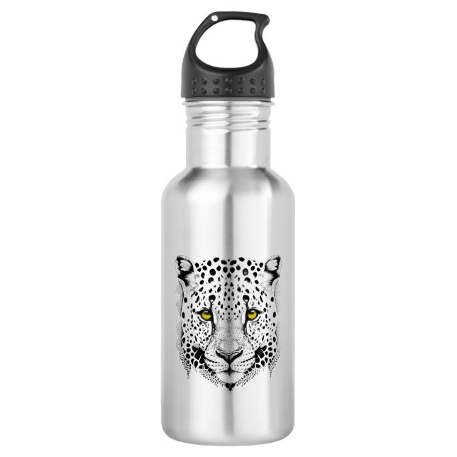 Leopard Wild Animal Nature Illustration Art Edelstahlflasche (Vorderseite)