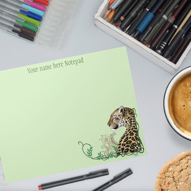 Leopard Wild Cat Green Henna Notizblock (Von Creator hochgeladen)