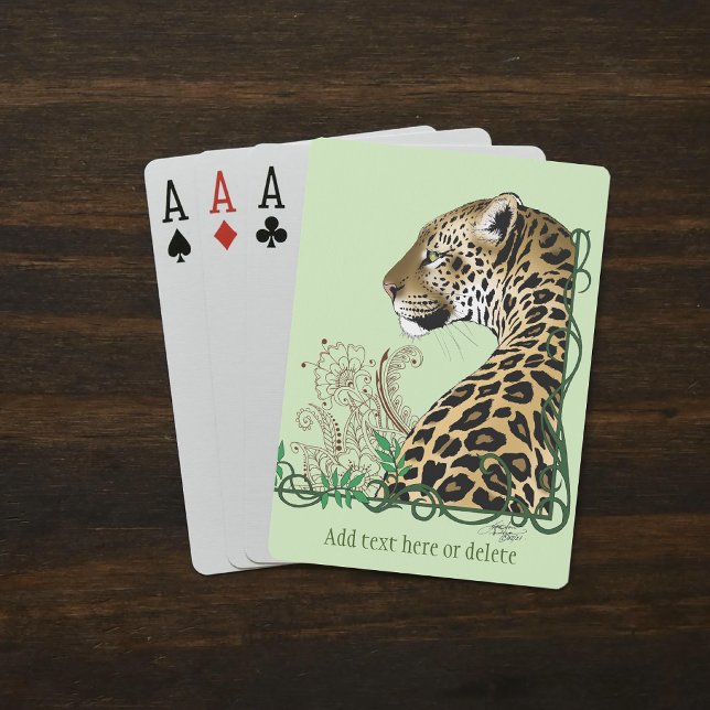 Leopard Wild Cat Green Henna Spielkarten (Von Creator hochgeladen)