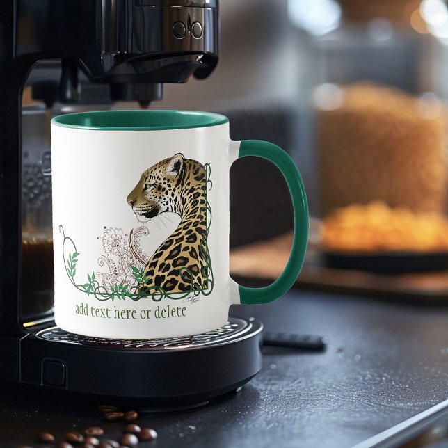 Leopard Wild Cat Green Henna Tasse (Von Creator hochgeladen)