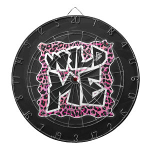 Leopard Wilde Me Schwarz und Hot Pink Design Dartscheibe