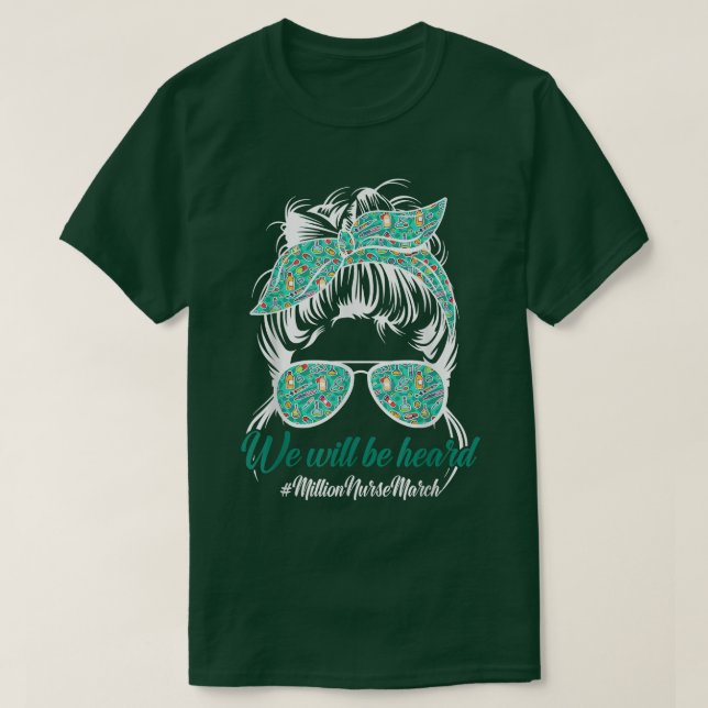 Leopard wir werden hören, Messy Bun Nurse Million  T-Shirt (Design vorne)
