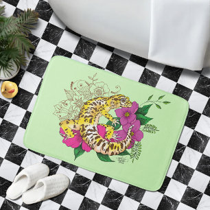 Leopard Yellow Gecko Green Badematte