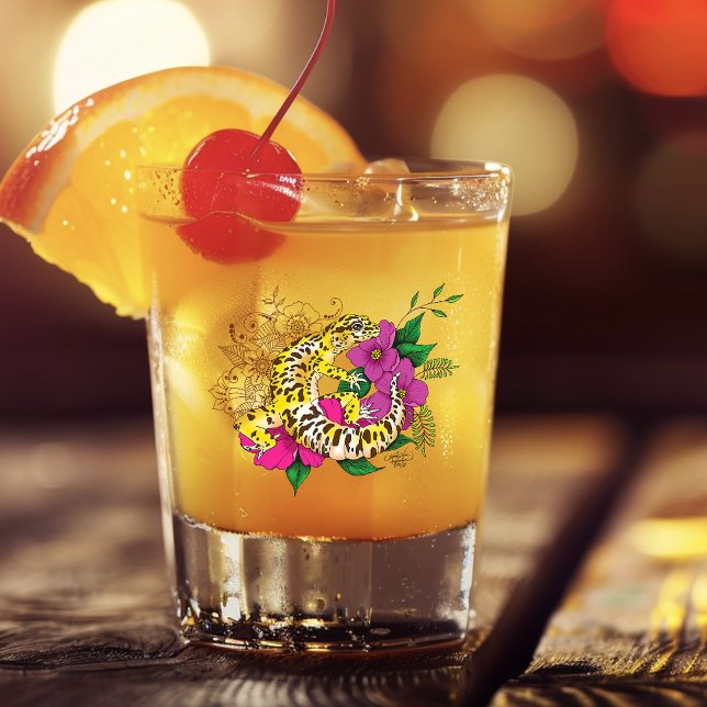 Leopard Yellow Gecko Green Schnapsglas (Von Creator hochgeladen)