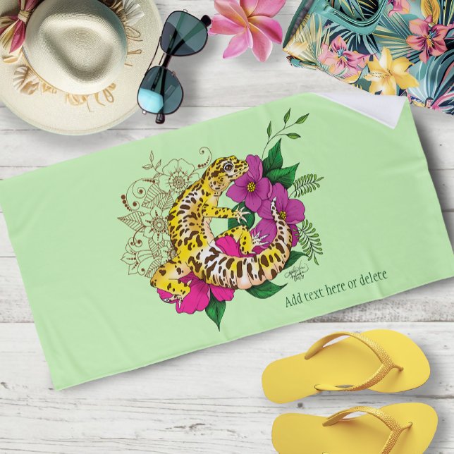 Leopard Yellow Gecko Green Strandtuch (Von Creator hochgeladen)