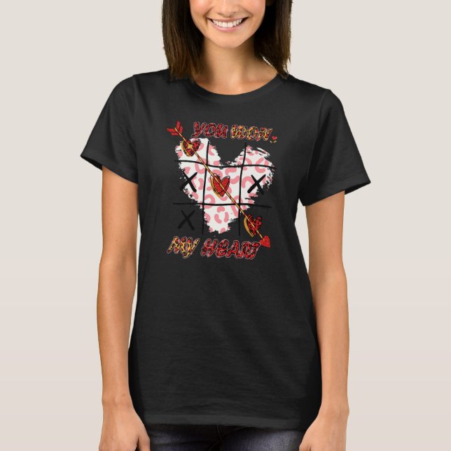 Leopard You Won My Heart Tic Tac Toe Heart Valenti T-Shirt (Vorderseite)