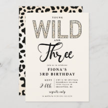 Leopard Young Wild Three Birthday Einladung