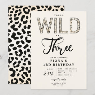 Leopard Young Wild Three Geburtstag Einladung