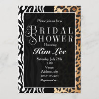 Leopard Zebra Brautparty Typografie Einladung