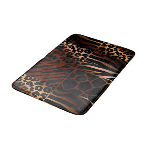 Leopard, Zebra, Giraffe, Tigermuster Badematte