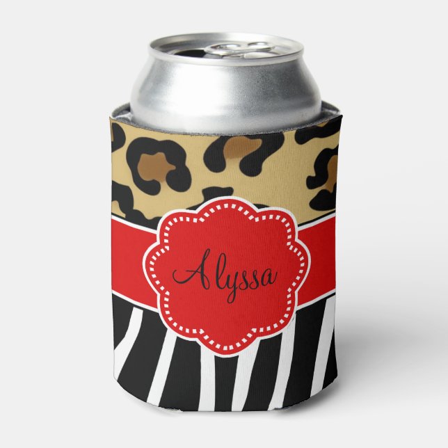 Leopard Zebra Personalisiert Dosenkühler (Kanne Vorderseite)