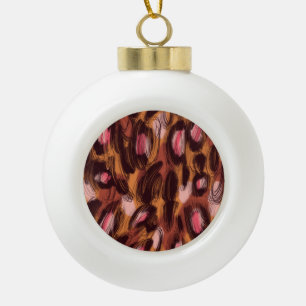 Leopard zeigt afrikanisches Tiermuster Keramik Kugel-Ornament