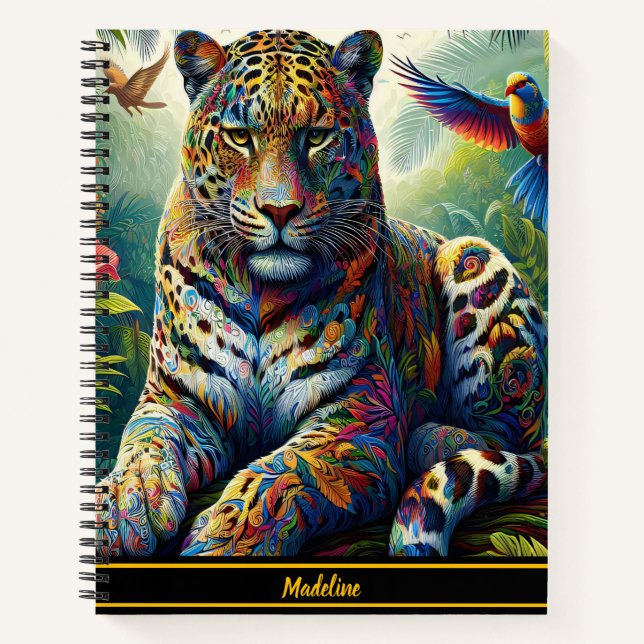 Leopard Zen: Künstlerische Dschungel-Umgebung Notizbuch (Vorderseite)