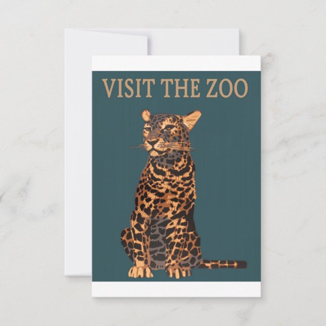 Leopard Zoo Illustration Vintage Save The Date (Vorderseite)