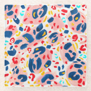 Leoparddruck: handbemalte Wasserfarbe. Glasuntersetzer