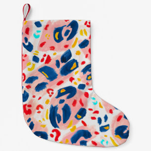 Leoparddruck: handbemalte Wasserfarbe. Kleiner Weihnachtsstrumpf
