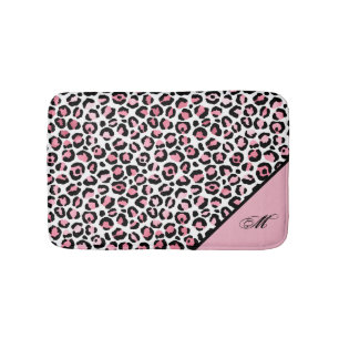 Leoparddruck in rosa weiß und schwarz mit Monogram Badematte