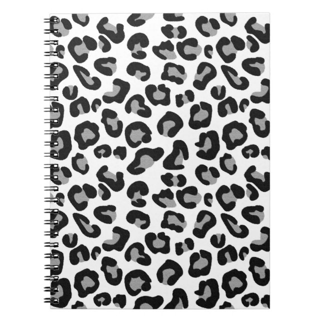 Leoparddruck in Schwarz und Weiß mit Grau/Grau Notizblock (Vorderseite)