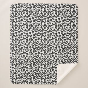 Leoparddruck in Schwarz und Weiß mit Grau/Grau Sherpadecke