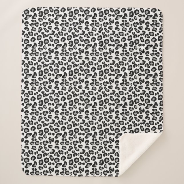 Leoparddruck in Schwarz und Weiß mit Grau/Grau Sherpadecke (Vorderseite)