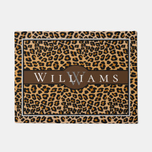 Leoparddruck mit Namen und Monogramm Fußmatte