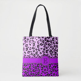 Leoparddrucklila mit Monogramm Tierdrucktasche Tasche