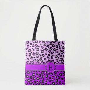 Leoparddrucklila mit Monogramm Tierdrucktasche Tasche