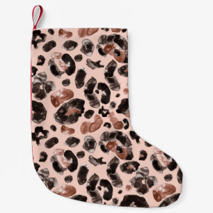 Leoparde, Tierhaut nahtlos Muster. Kleiner Weihnachtsstrumpf