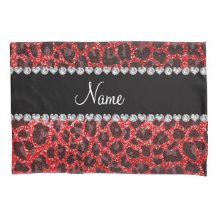 Leoparden aus individuelle Name, roter Glitzer Kissenbezug