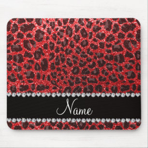 Leoparden aus individuelle Name, roter Glitzer Mousepad
