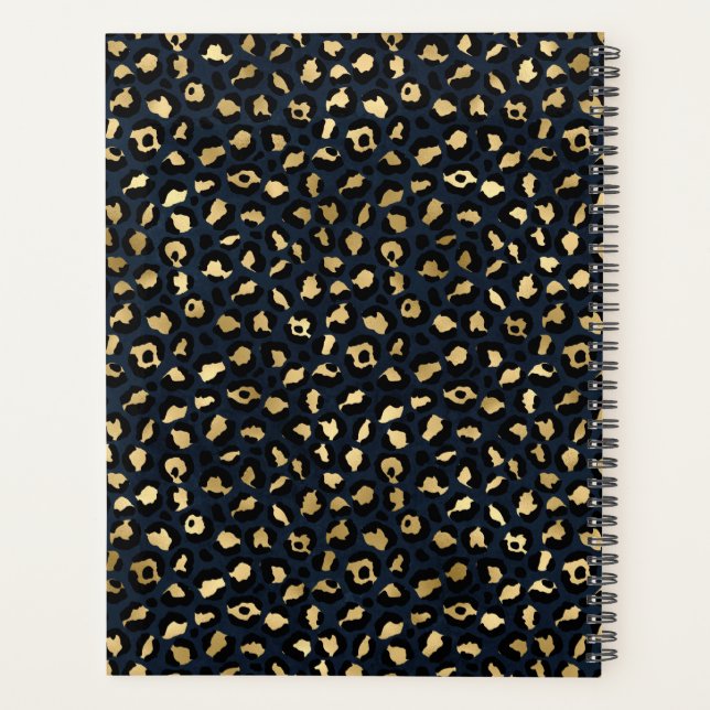Leoparden-Blau-Gold-Muster Planer (Rückseite)
