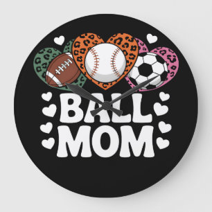 Leoparden-Druck-Ball-Mom-Shirt Große Wanduhr