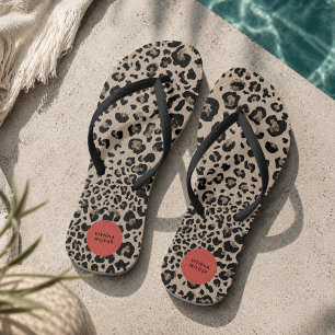 Leoparden-Druck Flip Flops   Stylische Strandsanda