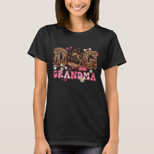 Leoparden-Druck-Hund-Oma-Pfote-Blumen-Herz-Haustie T-Shirt