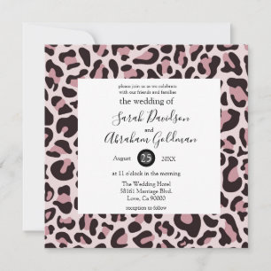 Leoparden-Druck-Roségoldene Hochzeitseinladungen Einladung